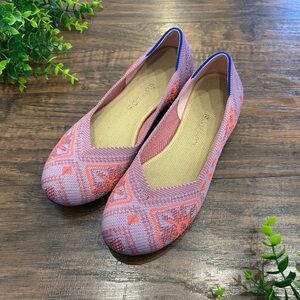 Rothy's 🍃 Rose Boho Women's The Flat - Size 8 - pink purple blue Tan Beige
